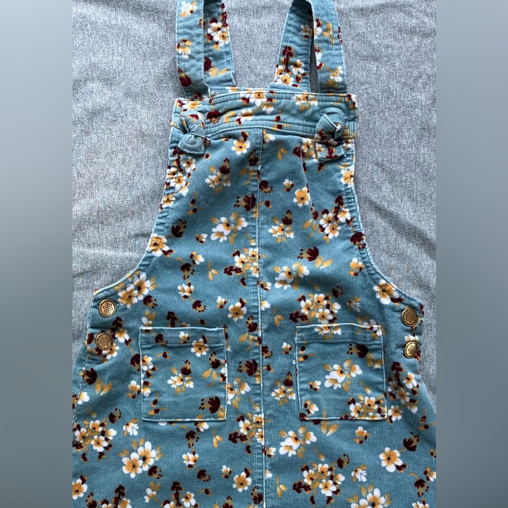 EUC - Corduroy Overall Jumper/Dress - Very soft, gorgeous floral, Kids' Size 4